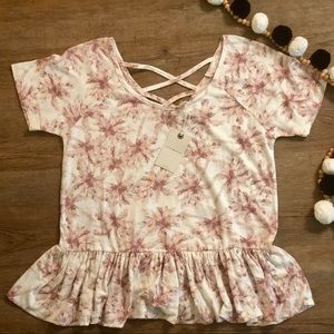 SOLD. Lucky Brand Criss-Cross Peplum Top